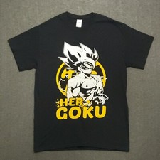 Camiseta Dragonball Z Her Goku Hombre Talla Mediana DBZ Negra Amarilla Anime Parejas Camiseta