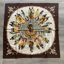 Large Hermes Paris Perles Du Kenya 100 Silk Scarf Signed Dimitri R Mint 35"