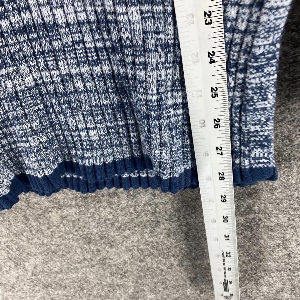 Suéter Pullover H&M Mujer S Pequeño Azul Rayas Cuello en V Manga Larga Tejido Algodón Foto 4 de 4