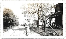 Lady With Baby Outdoors Photograph 1950 Vintage Fashion 3 1/2 x 5 7/8