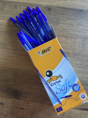 BIC Cristal Soft Blau Mittel Kugelschreiber BLAUE TINTE (BOX 50 STIFTE) BIC REF: 951434