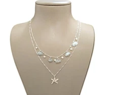 Tommy Bahama Silver Tone Double Starfish Necklace NWT