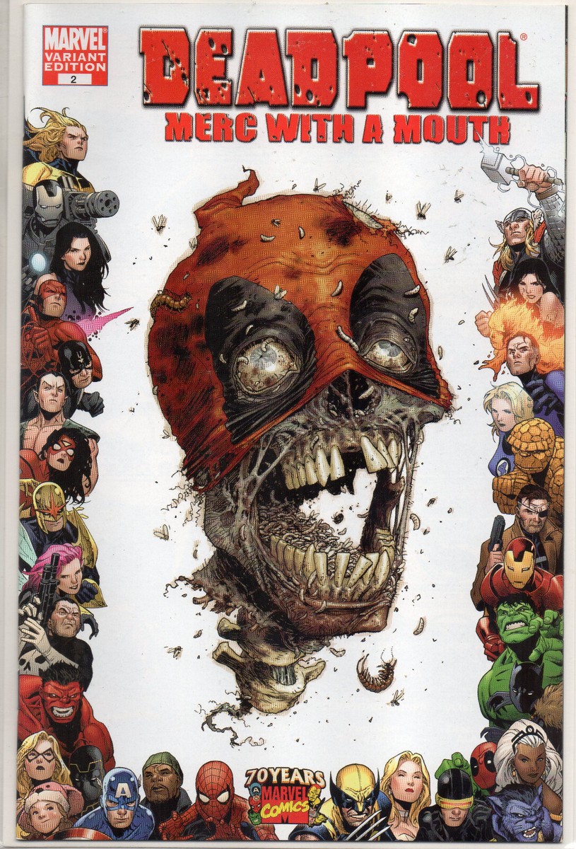 DEADPOOL Merc With a Mouth #2 Tony Moore Zombie head Frame VARIANT