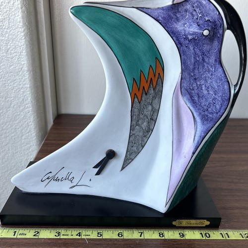 Orologio Art Déco Modernista Guglielmo Gusella anni '80 Scultura Firmata - Foto 15 di 15