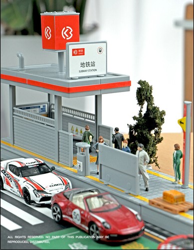 1/64 Diorama Modell Stadt U-Bahnstation Tunnel Eingang Szene Baumodell Geschenk - Bild 8 von 11