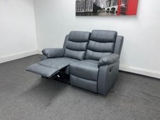 Lando Grey Leather Reclining 2 Seater Sofa | Couch