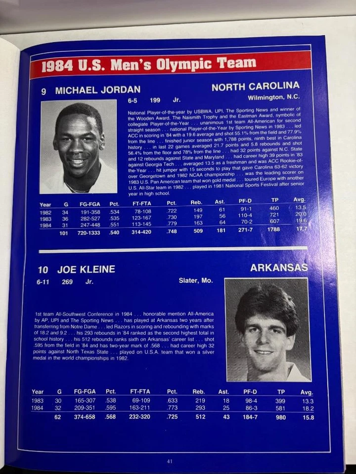 Baloncesto Olímpico de Estados Unidos 1984 vs NBA All Stars Programa Michael Jordan Hombres y Mujeres Foto 4 de 4