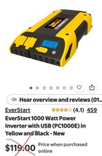 EverStart 1000 Watt Power Inverter with USB, Dual 120V AC Outlet PC1000E  
