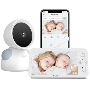 ARENTI Baby Monitor, 2K/3MP WiFi 6 Camera and Audio, 5-inch Light Grey