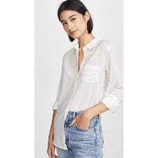 Nili Lotan Cotton Voile NL Buttondown Formal Shirt Top Cotton White M 288770