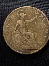 1913 KING GEORGE V, ONE PENNY BRONZE COIN - RARE AND HIGHLY COLLECTABLE