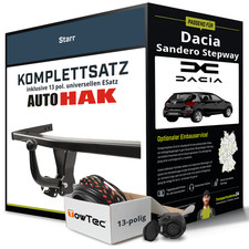 Für DACIA Sandero Stepway II Anhängerkupplung starr +eSatz 13pol uni. 12- NEU