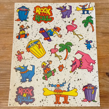 Rare 1980s Lisa Frank Stickers Sheet S127 Rock N Roll Dogs Skater Graffiti NEW