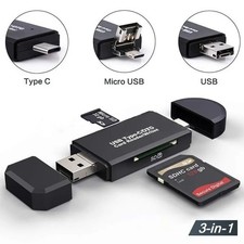 Lecteur Carte SD / Micro SD 3-en-1 USB-C USB Micro-USB OTG pour PC Smartphone