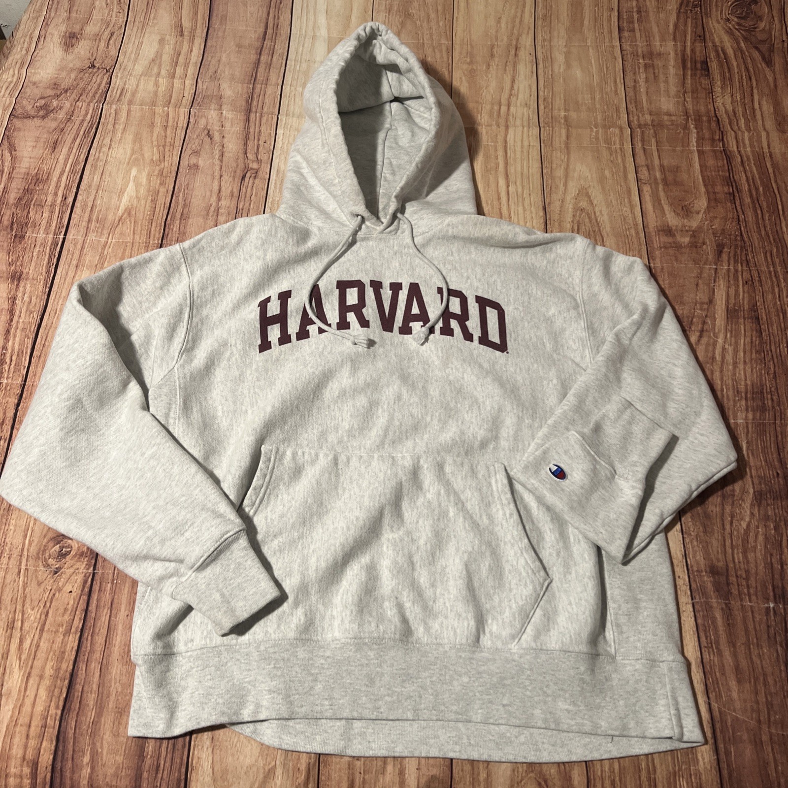 Harvard University Champion Reverse Weave Hoodie Mens XL Gray Logo Pullover
