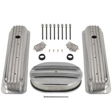 Short Valve Cover12 Half Finned Air Cleaner For 1987-1997 Sb Chevy Vortec 350