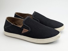 OluKai Pehuea Women's Size 9.5 Black Mesh Slip On Sneakers Hawaiian