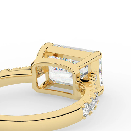 Emerald Solitaire Labgrown Diamond East To West Ring 18k Yellow Gold 10.25 Ct - Picture 15 of 19