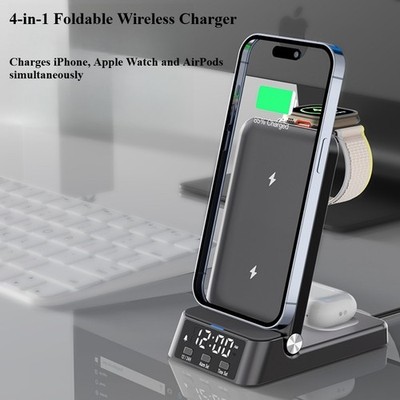 4-in-1 Foldable 15W Fast Wireless Charger Compatible with Most New iPhone Series