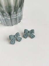Light Grey Bowknot Stud Earrings Simple Fashion Gift For Mom