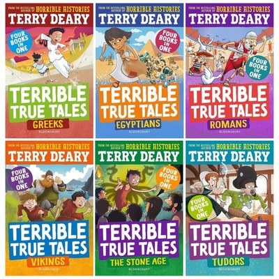 Terrible True Tales By Terry Deary: 6 Books Set (4 Books in 1) - Ages 7-9 - PB