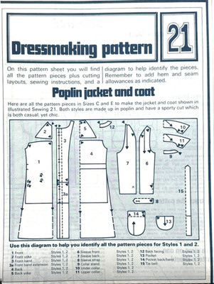 Dressmaking Pattern #21 - Poplin Jacket & Coat (Various Sizes) New