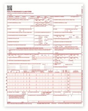New CMS 1500 Health Insurance Claim Forms, HCFA Approved 8-1/2" X 11", Red