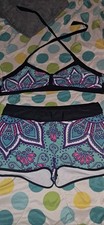 New Womans 2pc Swim Suit Bathing Bikini Top And Shorts Set Nwot