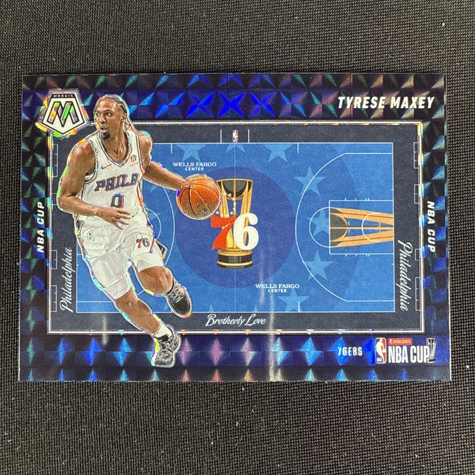 Tyrese Maxey 2024-25 Mosaic Basketball NBA Cup Mosaic Prizm SP #5