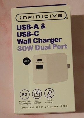 Infinitive USB-A & USB-c Wall Charger 30W Dual Port
