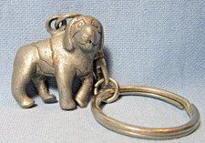 Vintage Pewter Loyal Dog Puppy KEYCHAIN