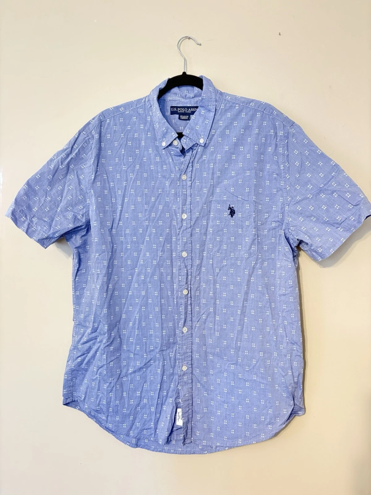 US Polo Association Button Up Blue Short Sleeve Size XL