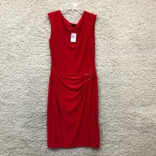 NEW LRL Ralph Lauren Dress Size 8 Red Sleeveless Cocktail Draped Womens Midi