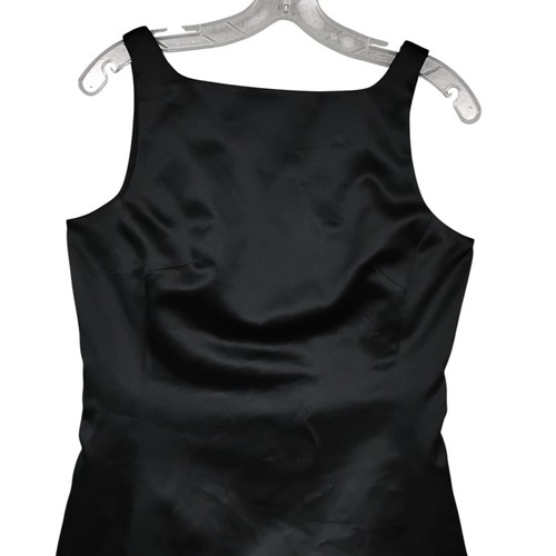 Nicole Miller Little Black Dress Size 6 Black Satin Sleeveless Zipper on Back - Picture 2 of 6