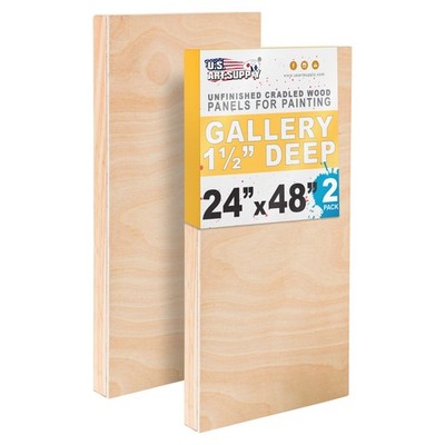 24'' x 48'' Gallery 1-1/2'' Profile Depth Artist Wood Pouring Panel Boards 2-Pack