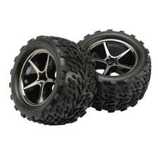 Traxxas 7174A Gemini Black Chrome Wheels/Talon Tires 2 : 1/16 E-Revo