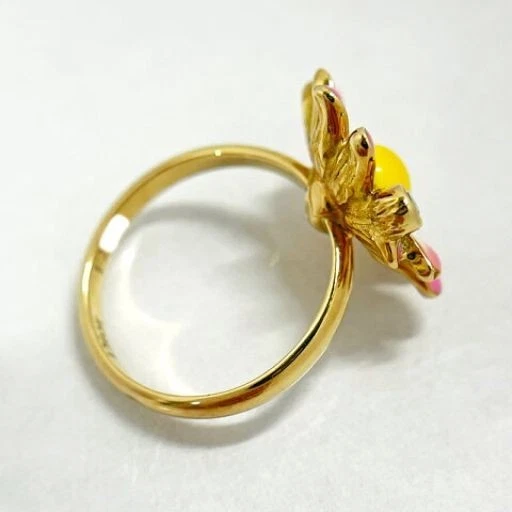 Anillo Christian Dior Diorette 1P Diamante 18K YG Rosa Flor Pinky #42 / 2.2 ~ 2.6US Foto 4 de 4