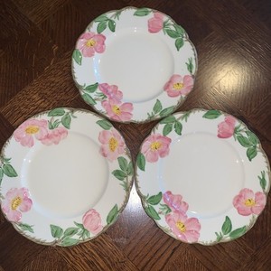 3 Franciscan Desert Rose 8" Salad, Dessert Plates,Hand Decorated Vintage USA, CA