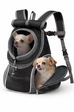 YUDODO Dog Front Carrier Backpack Sunshade 2 Head-Out Breathable L Black
