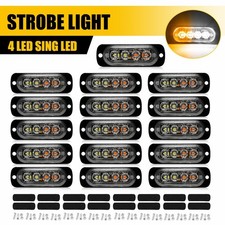 4-LED Amber & White Recovery Strobe Flashing Grille Lightbar Truck Beacon Lamps