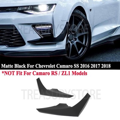 For Camaro SS 2016 2017 2018 Add-On Front Bumper Splitter Canard Set Matte Black