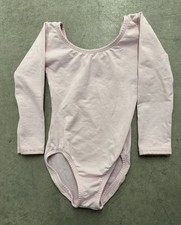 Pink Long Sleeve Scoop Front and Back Leotard Child Size 4-6