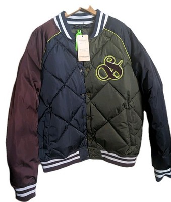 Scotch & Soda Quilted Bomber Jacket Mens Medium Colorblock Varsity NWT