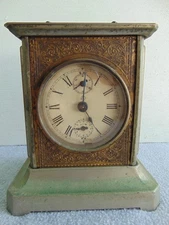 1800'S ANTIQUE JAHRESUHRENFABRIK MUSICAL CARRIAGE ALARM CLOCK PARTS OR RESTORE