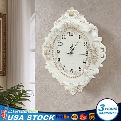 Rustic Wall Clock Decor,European Style Resin Battery Operated Silent Clock