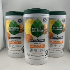 Seventh Generation Disinfecting Multi-Surface Wipes LEMONGRASS CITRUS, 70 ct X 3