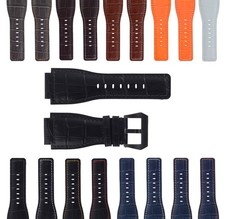 24MM LEATHER WATCH BAND STRAP FOR BELL  ROSS BR-01-BR-03 BLACK BUCKLE TOP QLTY