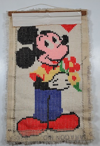 Vintage Mickey Mouse Latch Hook Rug Retro Disney Wall Hanging 27”x17” - Picture 4 of 4
