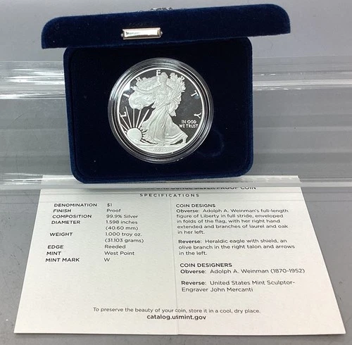 2020 W Proof American Silver Eagle - With Box & CoA