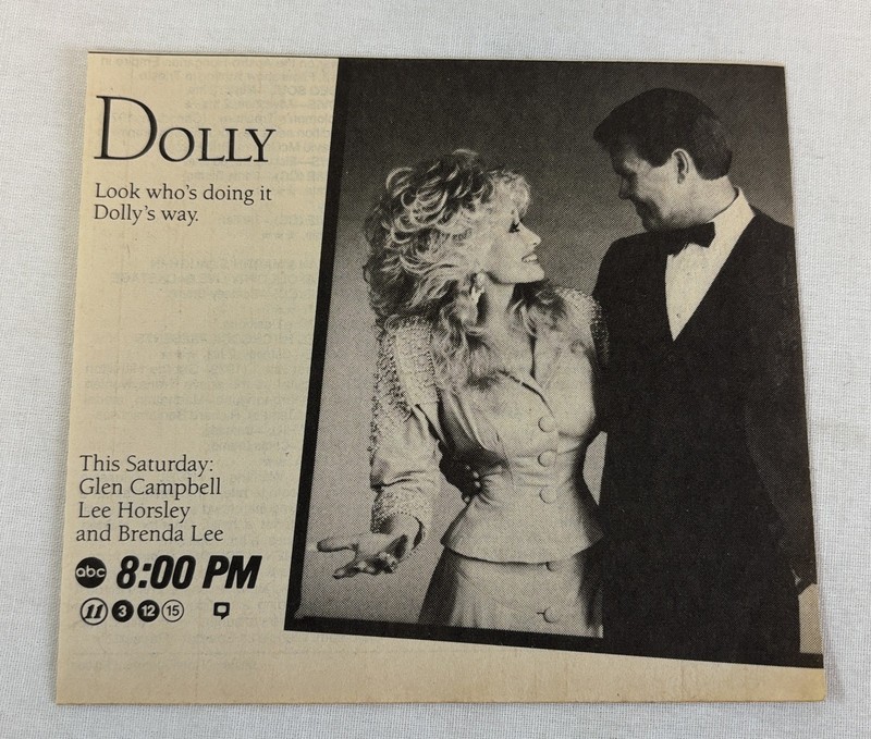 1988 ABC tv ad ~ DOLLY ~ look who's doing it Dolly Parton's way ~ Glen Campbell
